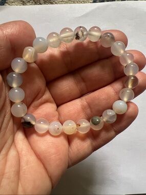 Dendritic Agate / Chalcedony Beaded Bracelet